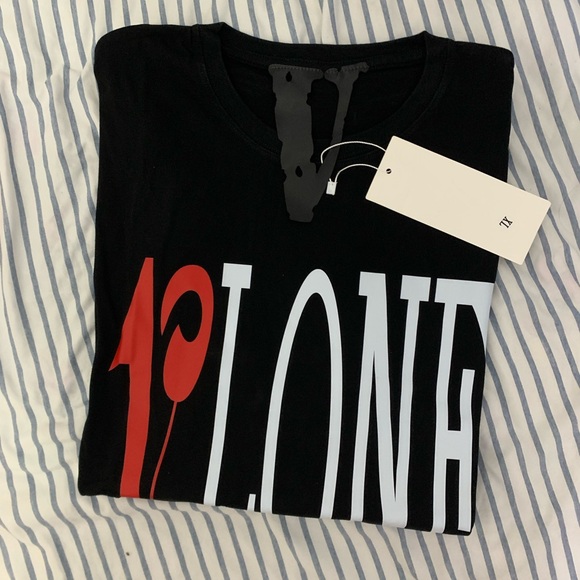 VLONE Black Tee with Red and White Graphics - Picture 1 of 16